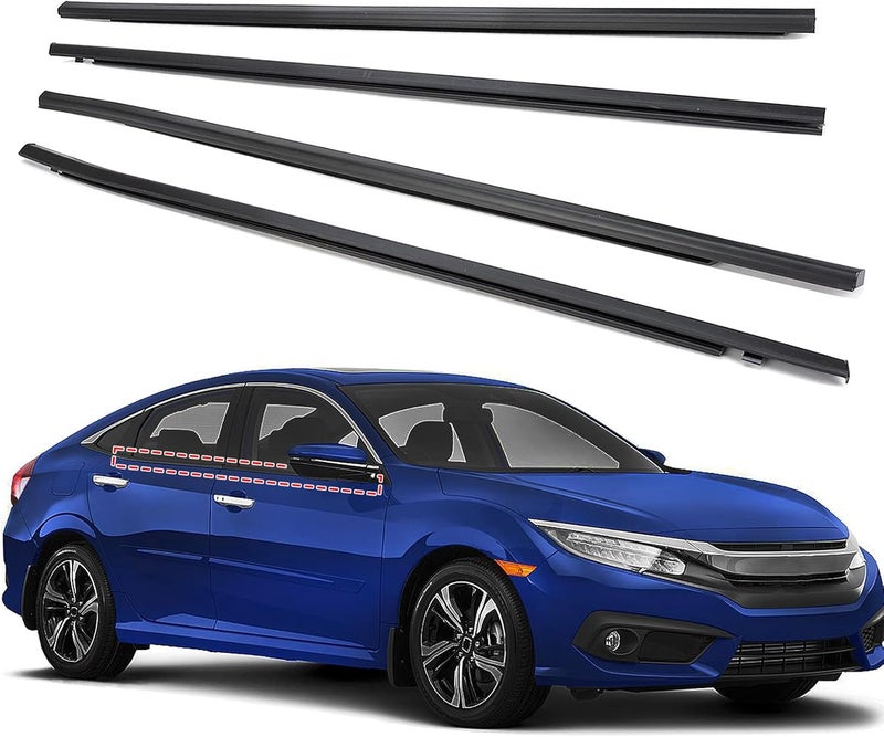 ItranMc Car Window Weather Stripping Molding Trim Belt,Compatible with Honda Civic 2016-2021 4-Door Sedan, Replace#72450-TEA-T01 72410-TEA-T01 72950-TEA-T01 72910-TEA-T01 - Image 1